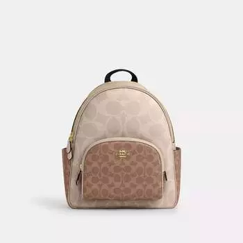 Рюкзак Coach Outlet Court из блочной фирменной ткани, цвет gold/sand/tan