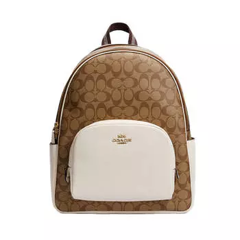 Рюкзак Coach Outlet Large Court In Signature Canvas, хаки/белый