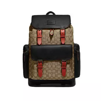 Рюкзак Coach Outlet Sprint In Signature Jacquard, чёрный/хаки
