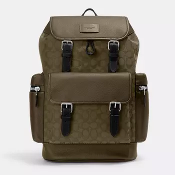 Рюкзак Coach Outlet Sprint In Signature Jacquard, серебристый/оливковый/зеленый