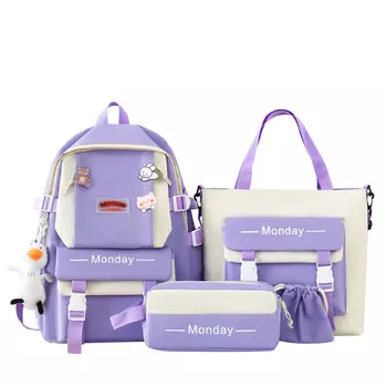 Рюкзак Deli Bear, Purple Four-Piece Set with White Duck Charm