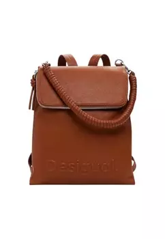 Рюкзак Desigual с плетеной ручкой, коричневый