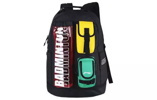 Рюкзак для бадминтона LiNing из полиэстера, стандартный, унисекс, черный, многоцветный