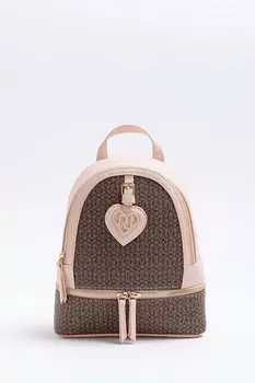 Рюкзак для девочки с монограммой River Island, коричневый