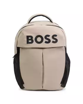 Рюкзак для мальчика с боковыми сетчатыми карманами BOSS Kidswear, натуральный