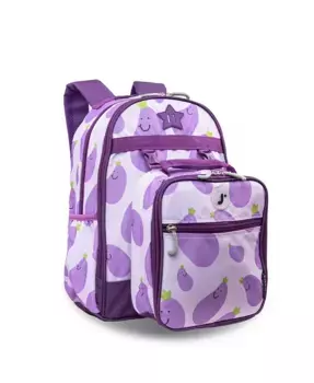 Рюкзак для мальчиков Duet 16" с отстегивающейся коробкой для ланча J World, фиолетовый