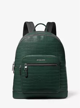Рюкзак для поездок на работу из кожи с тиснением под крокодила Hudson Michael Kors, зеленый