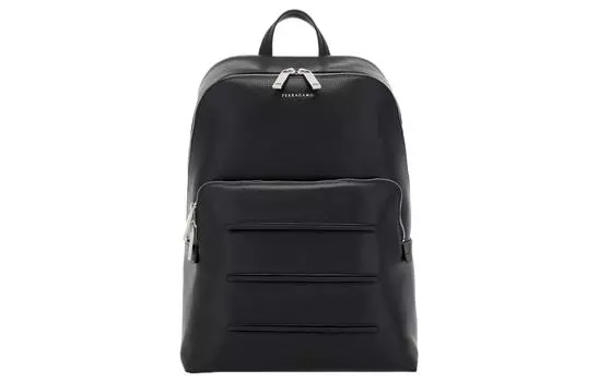 Рюкзак FERRAGAMO из кованой кожи с текстурой, черный, мужской