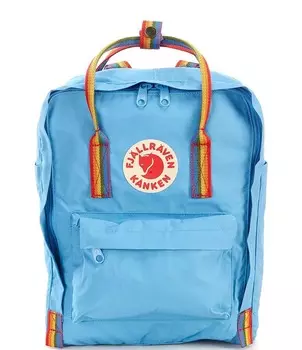 Рюкзак Fjallraven с нашивкой-логотипом Kanken и радужной ручкой, синий