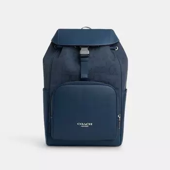 Рюкзак гонщик COACH, цвет silver/denim/dark denim