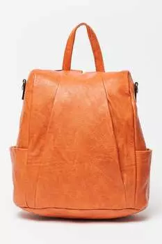 Рюкзак из экокожи с карманами Francesca Rossi, оранжевый