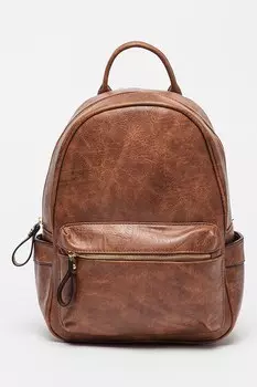 Рюкзак из экокожи с карманами Francesca Rossi, коричневый
