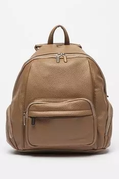 Рюкзак из экокожи с карманами на молнии Francesca Rossi, коричневый