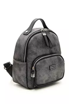 Рюкзак из экокожи с карманами на молнии Silver&Polo, черный