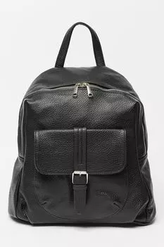 Рюкзак из экокожи с карманом на клапане Francesca Rossi, черный