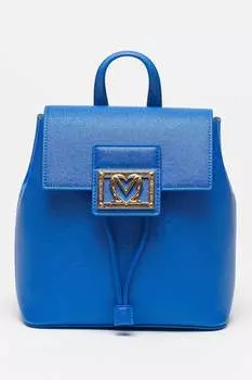 Рюкзак из экокожи с кепкой Love Moschino, синий