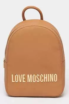 Рюкзак из экокожи с логотипом Love Moschino, коричневый