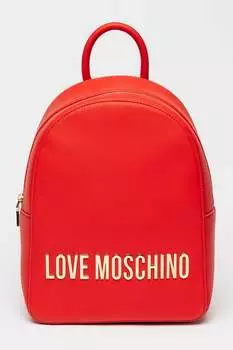 Рюкзак из экокожи с металлическим логотипом Love Moschino, красный