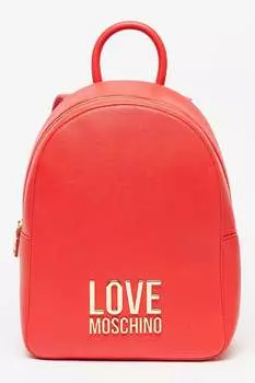 Рюкзак из экокожи с металлическим логотипом Love Moschino, красный