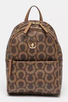 Рюкзак из экокожи с металлическим логотипом U S Polo Assn , коричневый