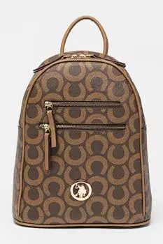 Рюкзак из экокожи с передним карманом на молнии U S Polo Assn , коричневый