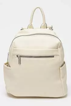 Рюкзак из экокожи с внешними карманами Francesca Rossi, бежевый