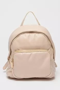 Рюкзак из экокожи с внешними карманами Francesca Rossi, бежевый