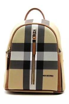 Рюкзак из экокожи в клетку Silver&Polo, черный