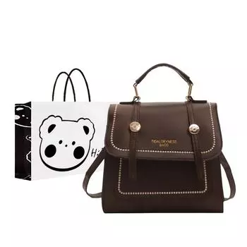 Рюкзак из искусственной кожи, обычный, женский, многоцветный NX DOUGHNUT, White+Exclusive Shopping Bag+Greeting Card+Dried Flower