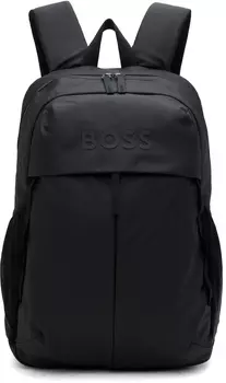 Рюкзак из искусственной кожи с логотипом BOSS, черный