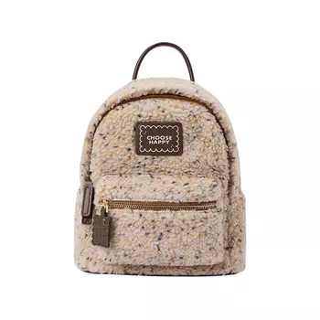 Рюкзак из искусственной шерпы, средний размер, женский, кофейный/экрю SEM/R, Style A Ecru 10301