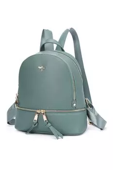 Рюкзак из махровой кожи с тиснением C'Iel, зеленый