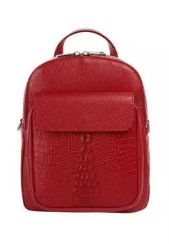 Рюкзак из натуральной кожи, производство Италия Cluty, красный