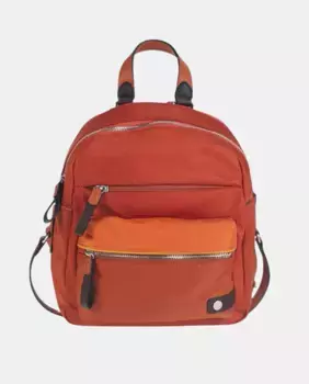 Рюкзак из нейлона цвета кожи в сочетании с кожей Volum, коричневый