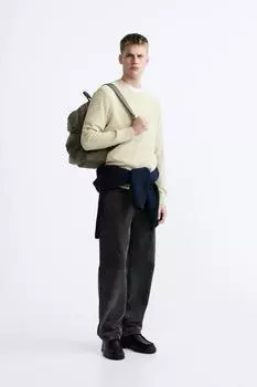 Рюкзак из нейлона с многокарманами ZARA, зеленый