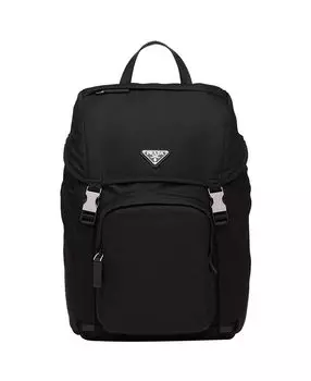 Рюкзак из переработанного нейлона и кожи Saffiano Prada, черный