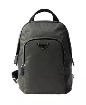 Рюкзак из переработанного нейлона и кожи Saffiano Prada, зеленый