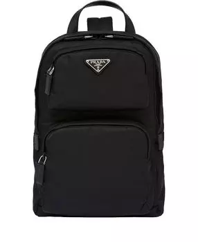 Рюкзак из переработанного нейлона и кожи Saffiano Prada, черный