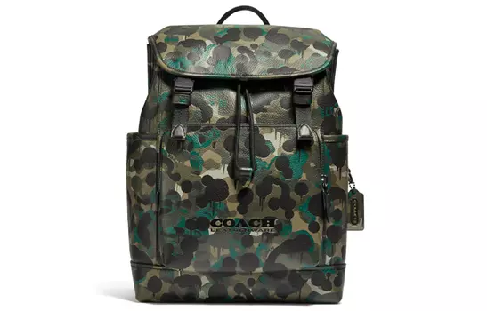 Рюкзак из шагреневой кожи, большой размер, мужской камуфляж COACH