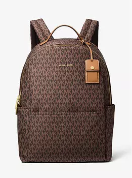 Рюкзак из соболя с крупным фирменным логотипом Michael Kors, мультиколор