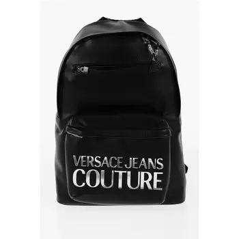 Рюкзак из текстурированной искусственной кожи JEANS COUTURE с серебристым оттенком Versace, Black
