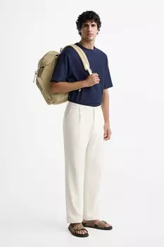 Рюкзак из ткани с многокарманными вещами ZARA, песочно-коричневый