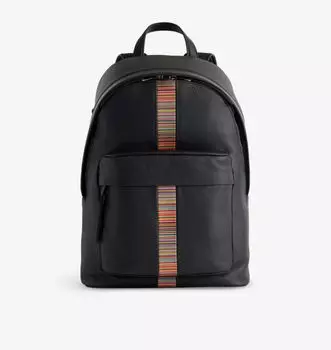 Рюкзак из зернистой кожи с фирменными полосками Paul Smith, черный
