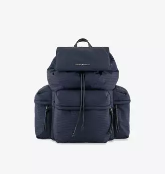 Рюкзак из жаккардовой ткани с логотипом Emporio Armani, синий