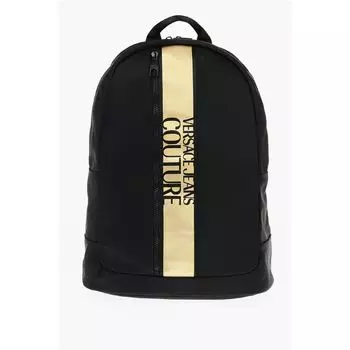 Рюкзак JEANS COUTURE из нейлона с контрастным логотипом Versace, Black