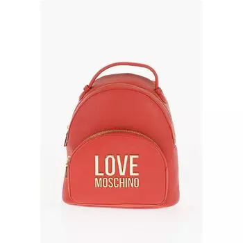 Рюкзак LOVE из искусственной кожи однотонного цвета с золотым логотипом Moschino, Red