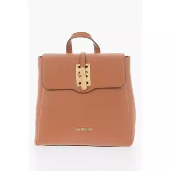 Рюкзак LOVE из искусственной кожи однотонного цвета с золотым логотипом Moschino, Brown