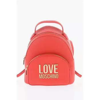Рюкзак LOVE из искусственной кожи с золотым логотипом-пластинкой Moschino, Red