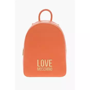 Рюкзак LOVE из текстурированной искусственной кожи с золотым логотипом Moschino, Orange