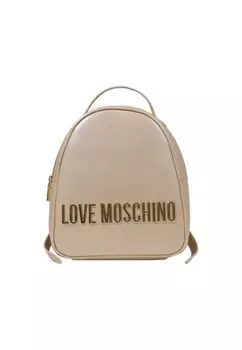 Рюкзак Love Moschino с золотым логотипом, бежевый